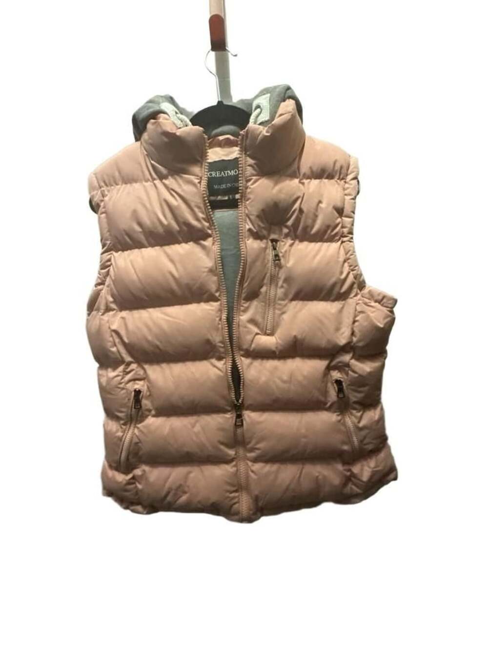 CREATMO US Puffer Vest Size L Pink Hooded